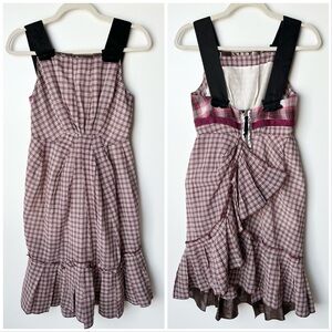 Vintage Marc By Marc Jacobs Plaid Mixed Material Mini Dress